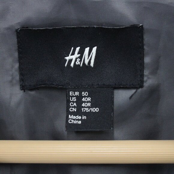 H&M Blazer Mens Size 40R Gray Solid Casual Two Button Front Lined Formal Wear - Picture 6 of 9